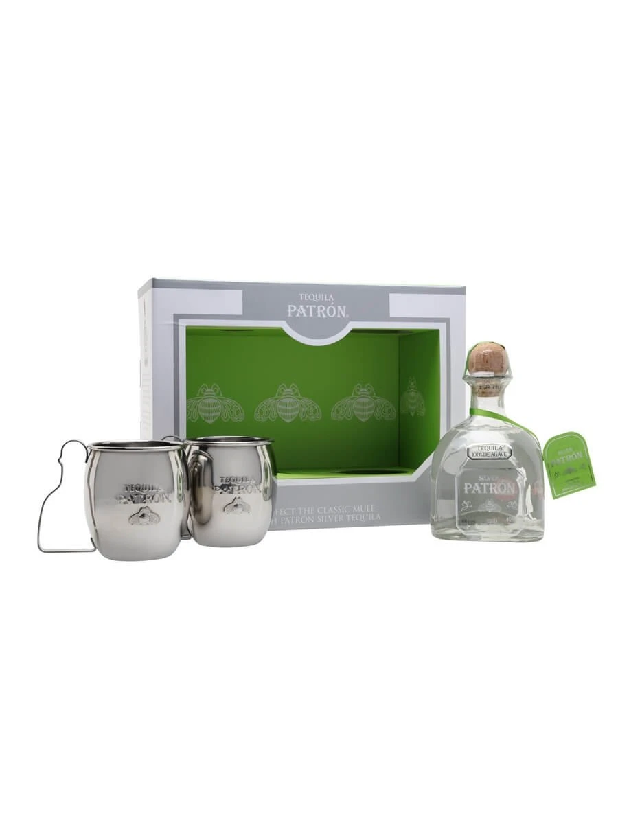 Patron Silver Tequila Mule Mugs Gift Set 3 Patron Silver Tequila Mule Mugs Gift Set